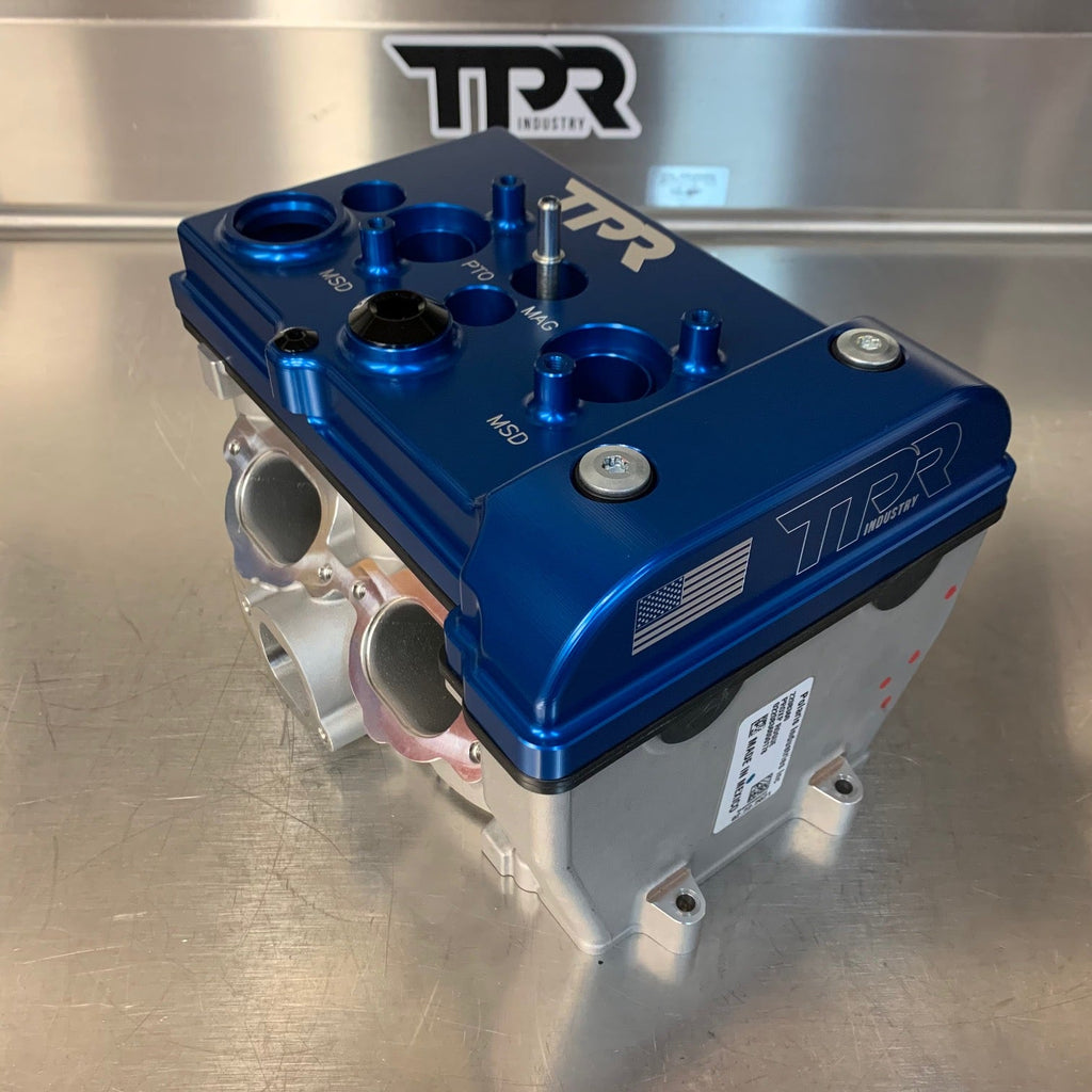 TPR016 - BLUE Billet Valve Cover W/Oilers - Turbo R / Pro XP