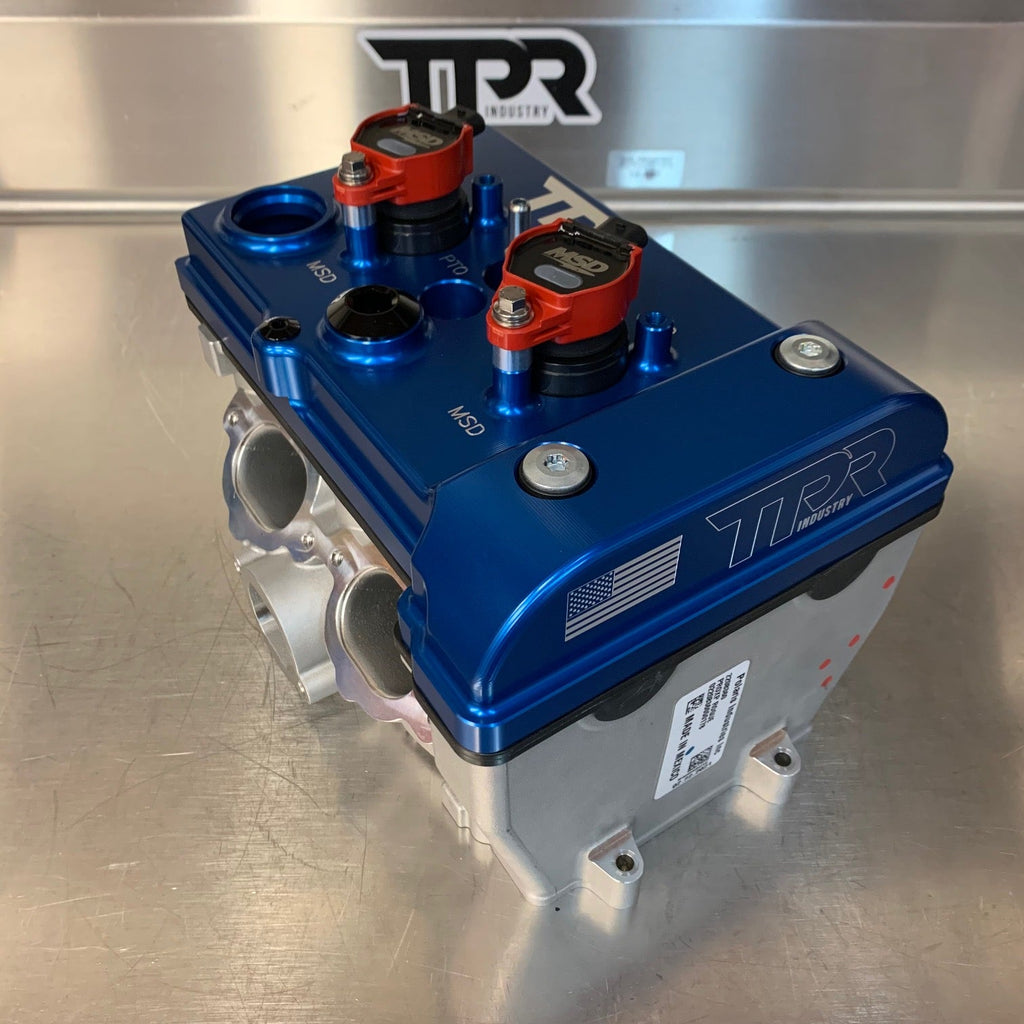 TPR016 - BLUE Billet Valve Cover W/Oilers - Turbo R / Pro XP